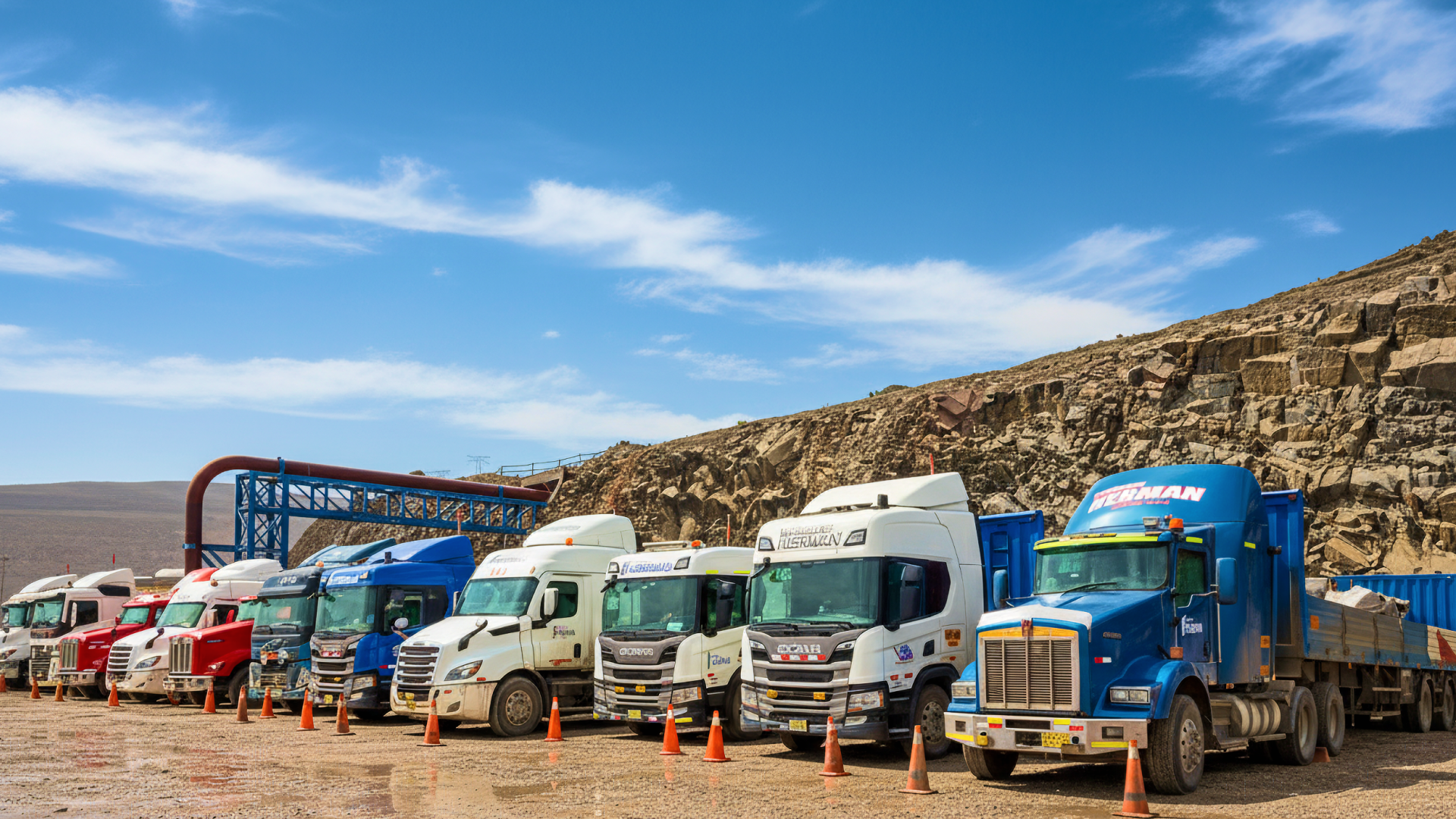 Camiones de transporte de carga pesada operando en Arequipa Perú